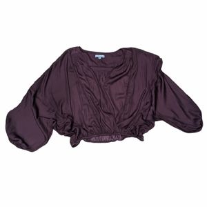 WISHLIST Women's Cropped Silky Purple Blouse M/L